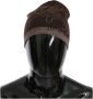 Costume National Beanie Brown Wool Blend Branded Hat Bruin Dames - Thumbnail 4