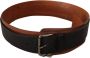 Costume National Black Brown Leather Silver Buckle Bruin Unisex - Thumbnail 2