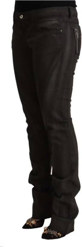 Costume National Black Cotton Mid Waist Skinny Pants Zwart Dames