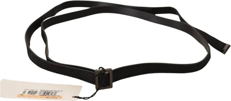 Costume National Black Leather Metal Buckle Waist Belt Zwart Dames