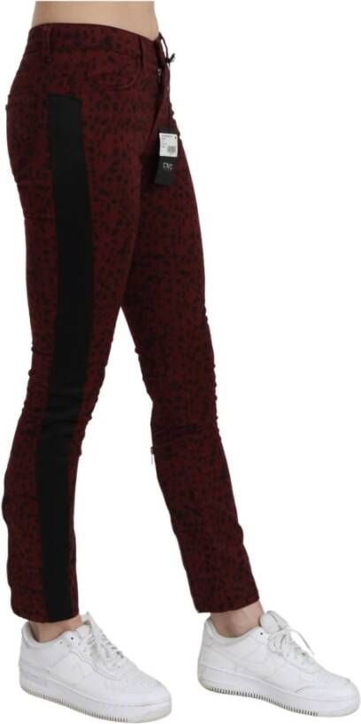 Costume National Dark Red Mid Waist Slim Fit Cotton Jeans Rood Dames