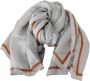 Costume National Grijs Oranje Zijden Bloemen Foulard Omslag Sjaal Grijs Dames - Thumbnail 2