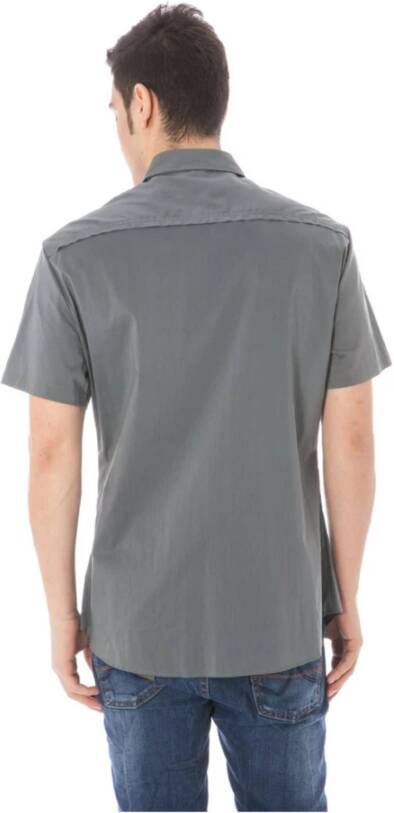 Costume National Heren Logo Shirt met Italiaanse Kraag Grijs Heren