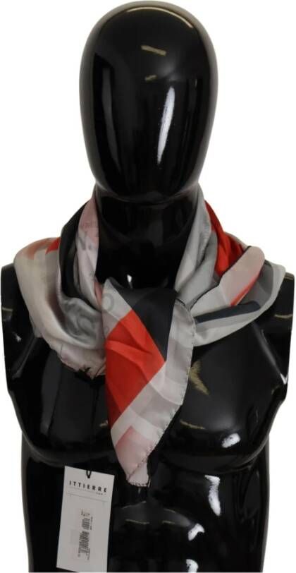 Costume National Logo Zijden Sjaal Grijs en Rood Geruit Print Meerkleurig Dames