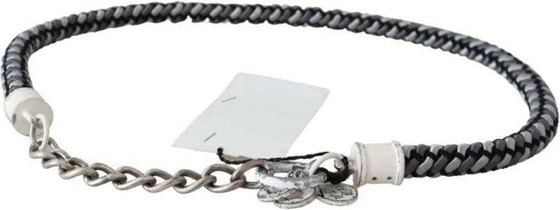 Costume National Multicolor Twisted Rope Chain Buckle Belt Zwart Dames