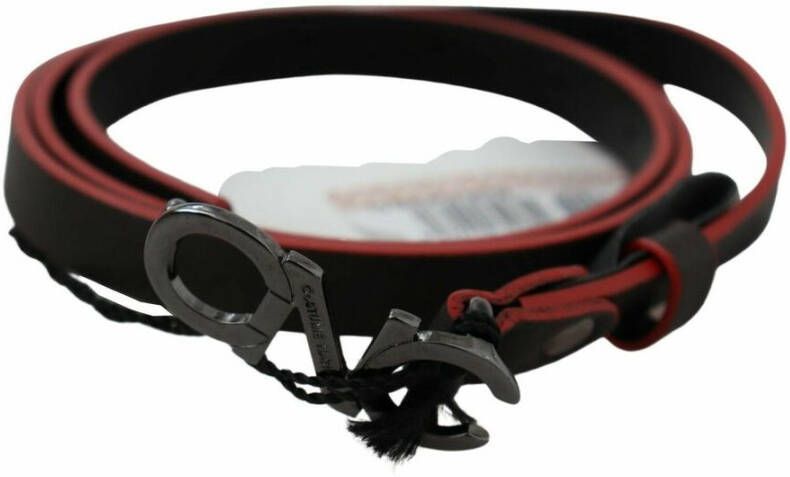 Costume National Skinny Leather Buckle Waist Belt Zwart Dames