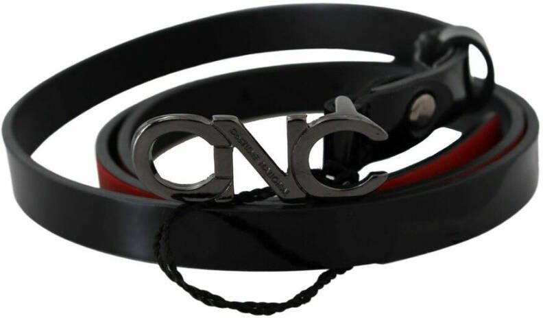 Costume National Skinny Leather Logo Buckle Belt Zwart Dames