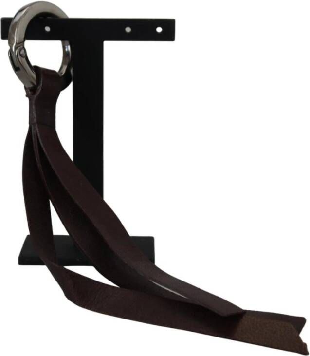 Costume National Stijlvolle messing en leren sleutelhanger met gegraveerde logo-hardware Bruin Dames