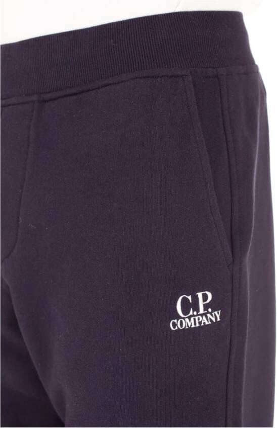 C.P. Company Blauwe Katoenen Sweatpants met Elastische Taille en Zoom Blue Heren