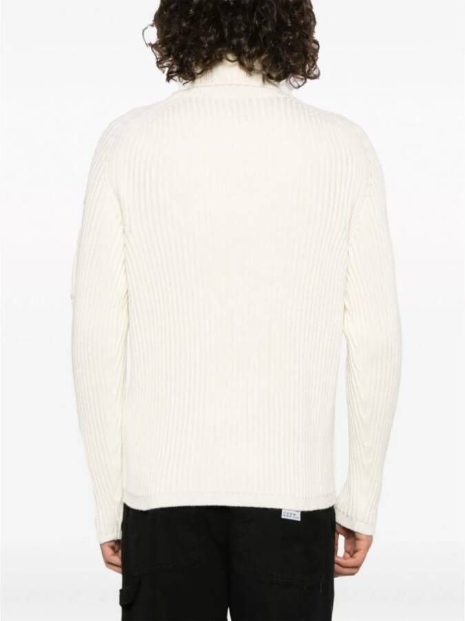 C.P. Company Geribbelde Gebreide Trui 46 White Heren