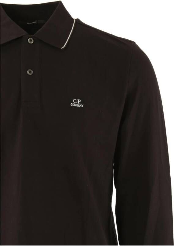 C.P. Company Heren Zwarte Stretch Piquet Polo Zwart Heren