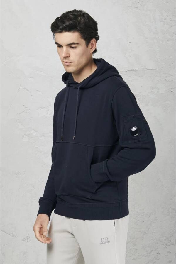 C.P. Company Verstelbare hoodie met kangoeroezak en geribbelde manchetten en zoom Blauw Heren