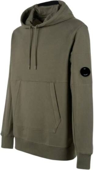 C.P. Company Verstelbare hoodie met diagonaal verhoogd fleece Groen Heren