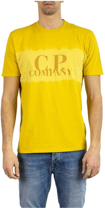 C.P. Company Jersey T-shirt met Tie-Dye-logo Geel Heren