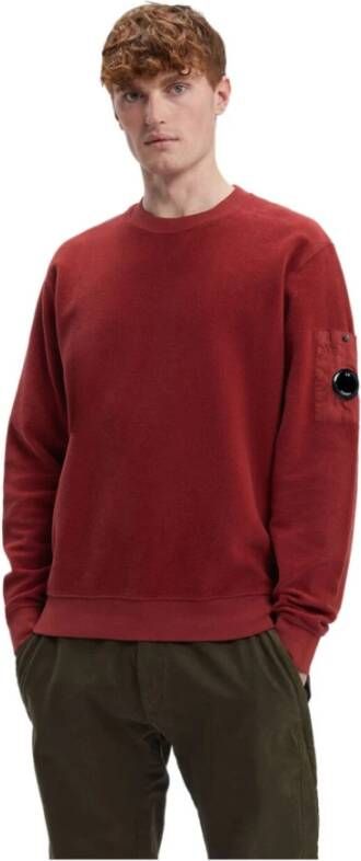 C.P. Company Rode Geborstelde Diagonale Fleece Sweatshirt Rood Heren