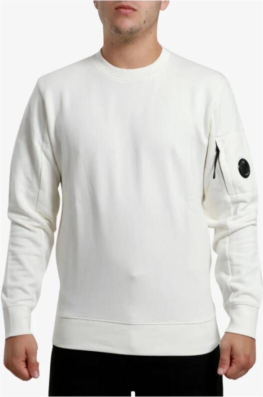 C.P. Company Witte Crewneck Sweatshirt met Lenszak Wit Heren