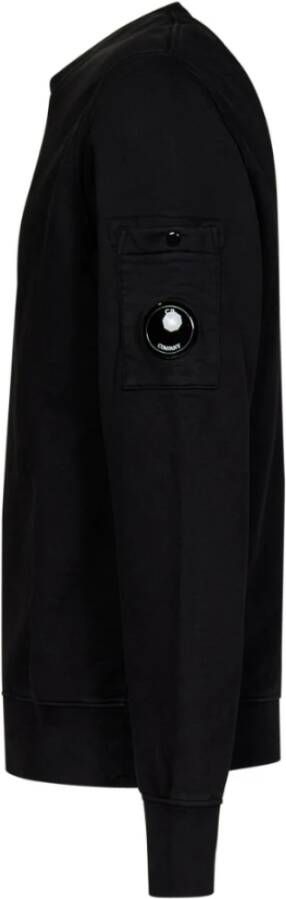 C.P. Company Zwarte truien met diagonale reliëfs en Lens detail Zwart Heren