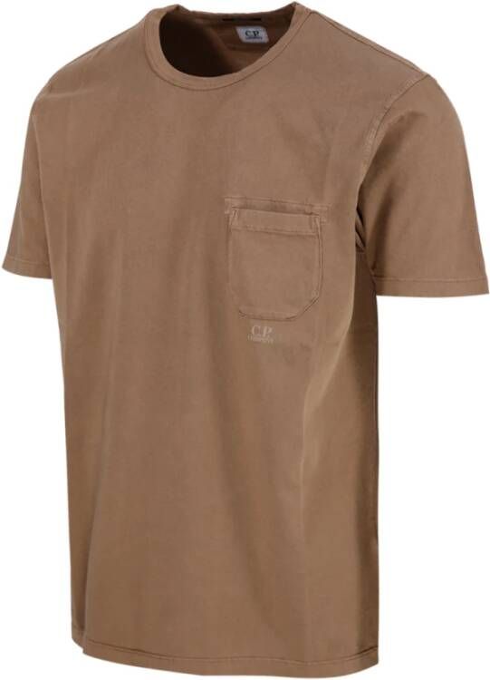 C.P. Company Grijze Jersey Zak T-Shirt Bruin Heren