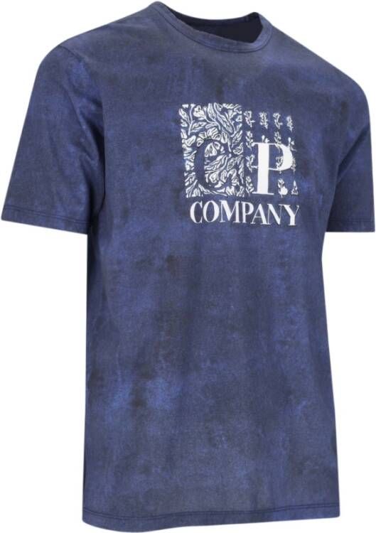 C.P. Company Blauw Katoenen T-shirt met Logo Print Blauw Heren