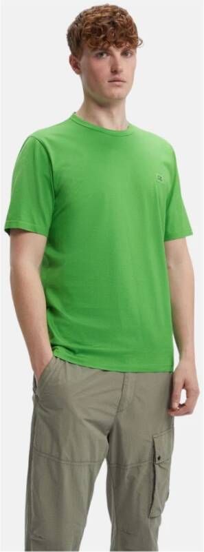 C.P. Company Groene T-shirt 70 2 Lichtgewicht Katoen Logo Slim Fit Groen Heren