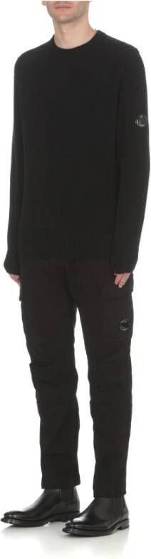 C.P. Company Zwarte Katoenen Tapered Broek met Unieke Details Zwart Heren