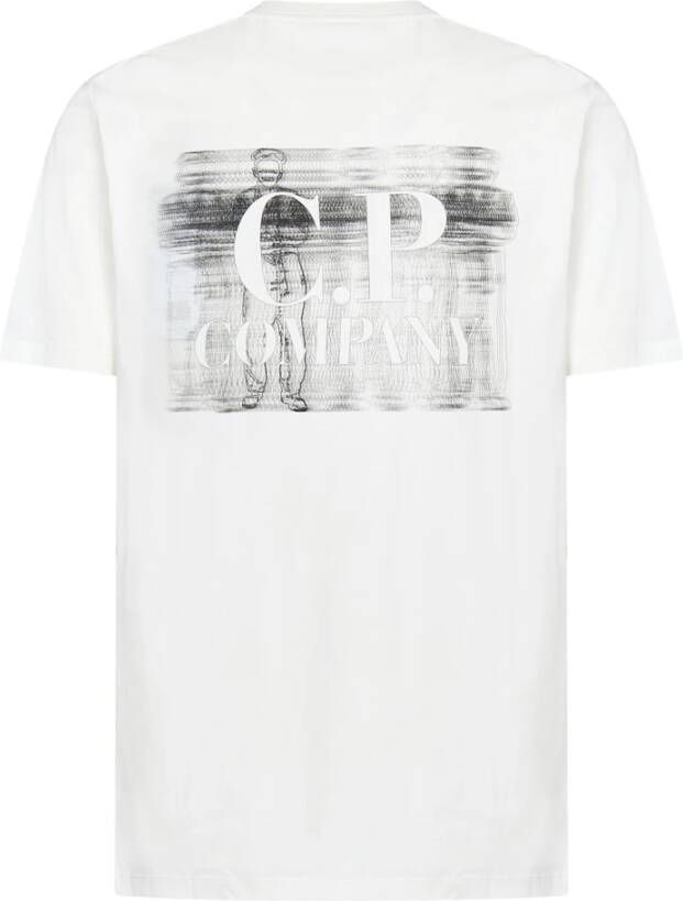 C.P. Company Witte T-shirts en Polos met Contrasterende Logo Print Wit Heren
