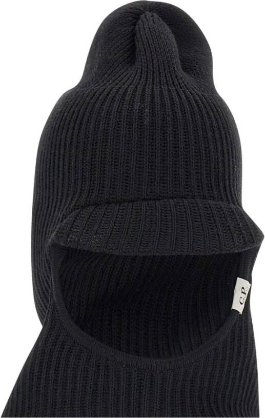 C.P. Company Zwarte Ribgebreide Trui van Merinowol Black Heren