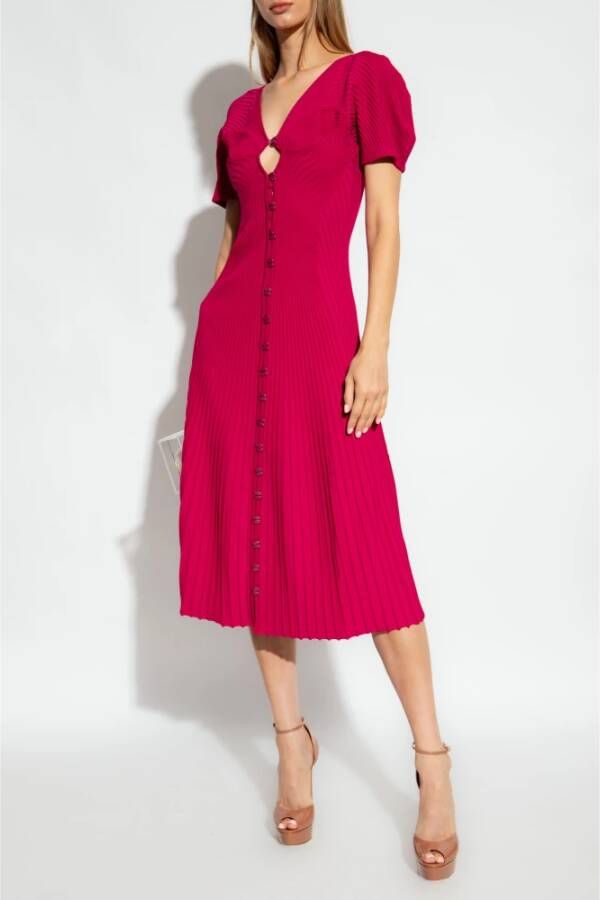 Cult Gaia Halsey geribbelde jurk Roze Dames
