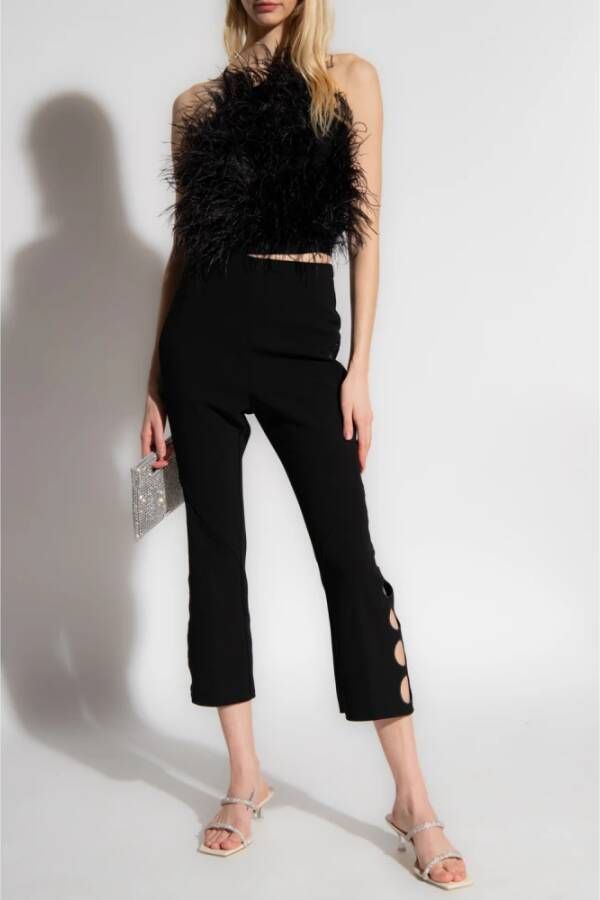 Cult Gaia Joey top with ostrich feathers Zwart Dames