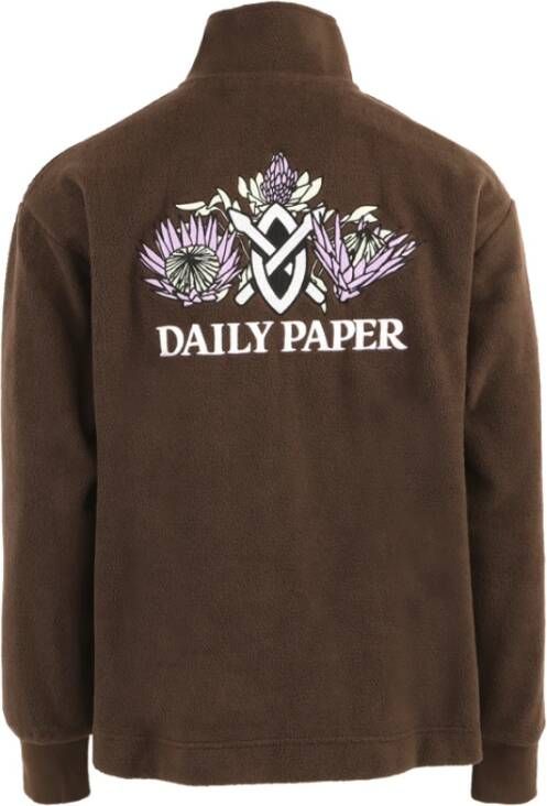 Daily Paper Gezellige trui met hoge kraag en ritssluiting Bruin Heren