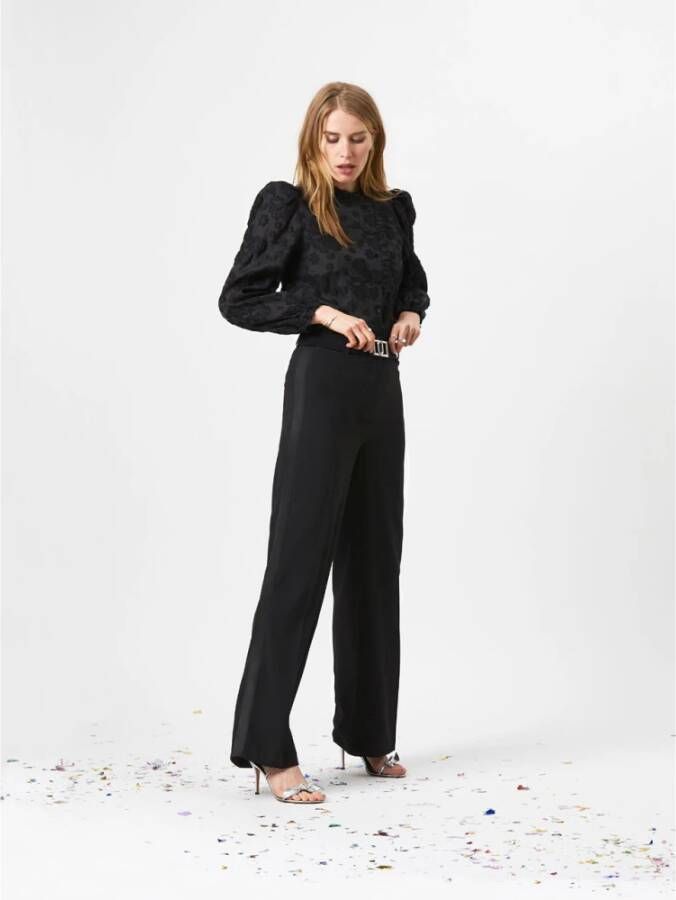 Dante 6 Zwarte pantalon met satijnen strepen Black Dames