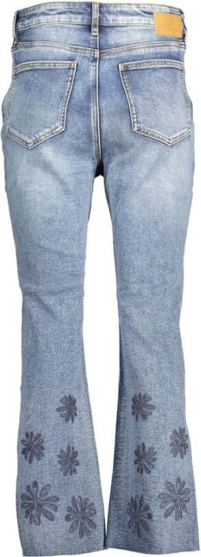 Desigual Blauwe Katoenen Jeans met Borduursel en Contrasterende Details Blauw Dames