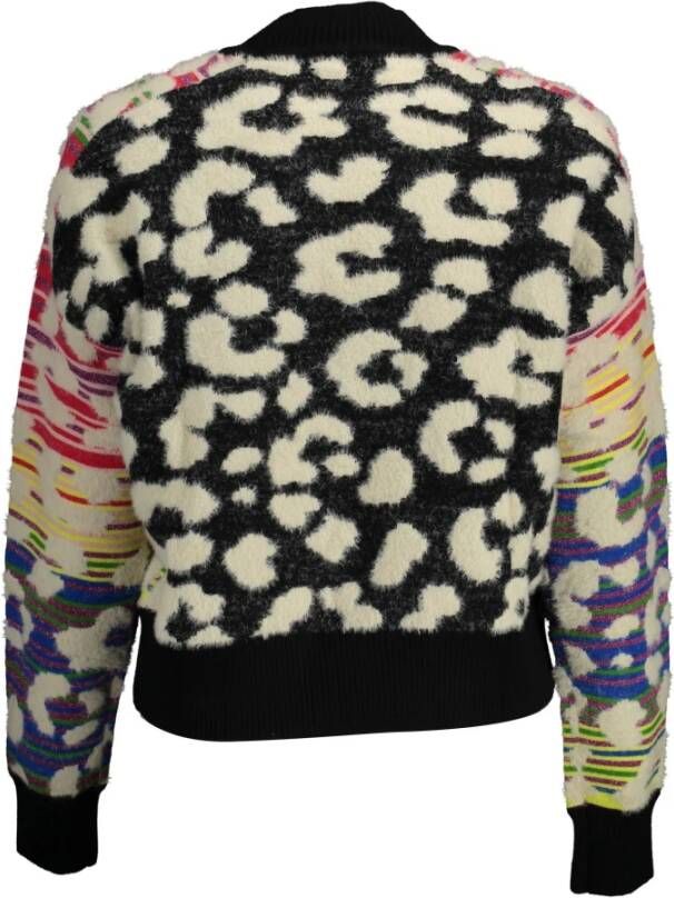 Desigual Blauwe Polyester Trui Lange Mouwen Ronde Hals Contrasterende Details Blauw Dames