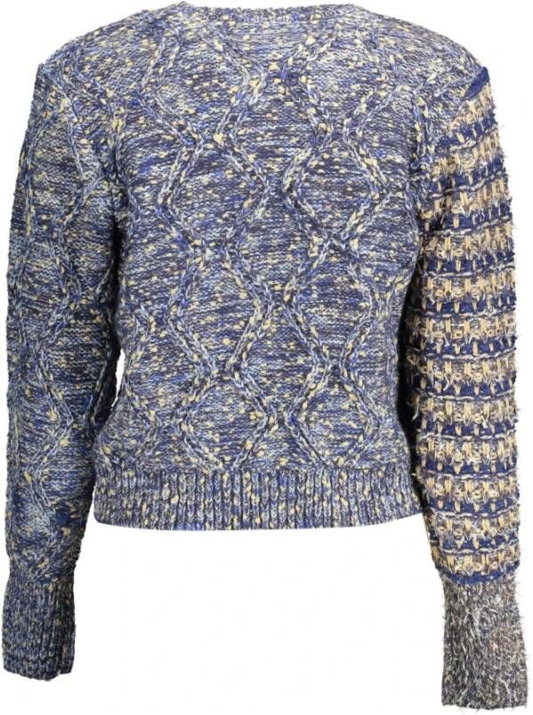 Desigual Blauwe Polyester Trui met Contrasterende Details Blauw Dames