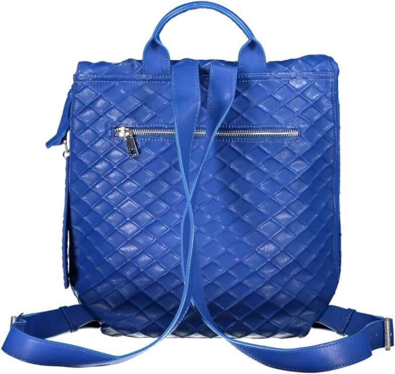 Desigual Blauwe Polyurethaan Rugzak met Meerdere Zakken Blauw Unisex