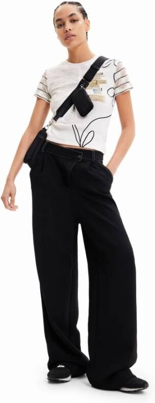 Desigual Dames t-shirt van getextureerd gaas Wit Dames