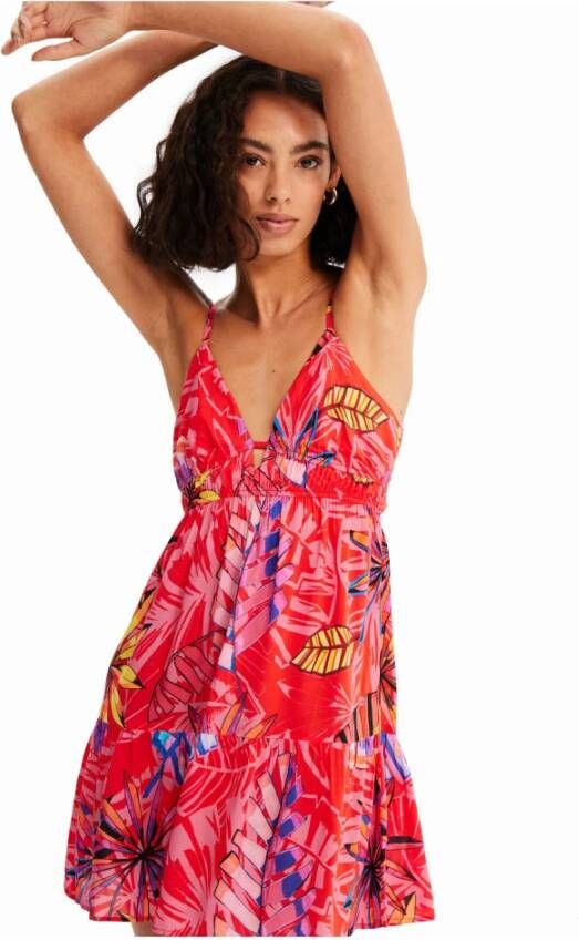 Desigual Korte jurk met tropische uitsnijding voor vrouwen Meerkleurig Dames