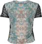 Desigual Lichtblauw Print T-Shirt met Contrasterende Details Blauw Dames - Thumbnail 4