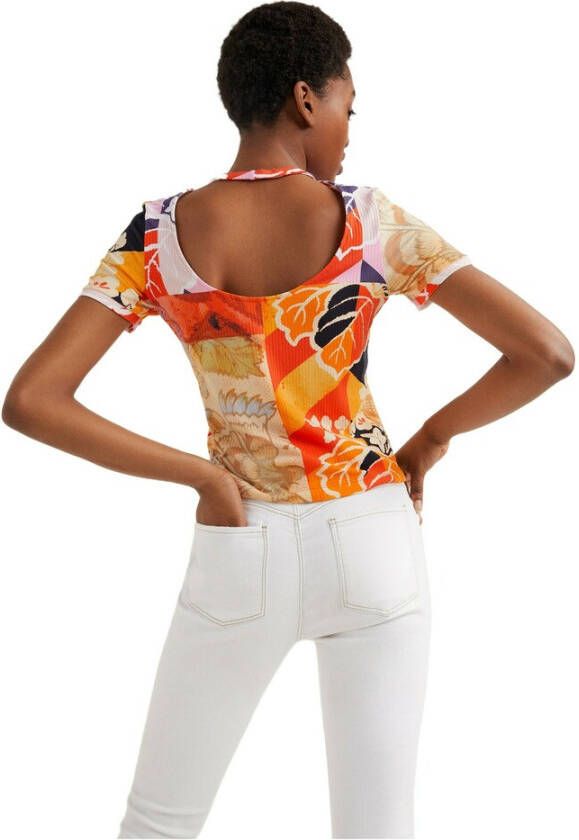 Desigual T-shirt floral Oranje Dames