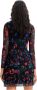 Desigual gebloemde semi-transparante jurk van gerecycled polyester zwart blauw groen roze - Thumbnail 3