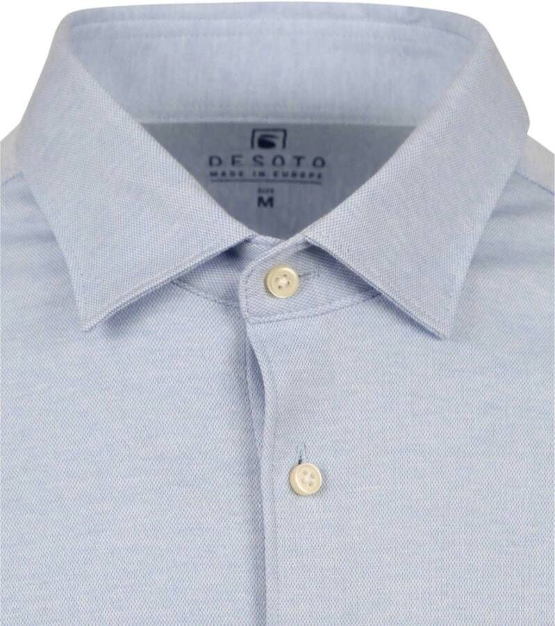 Desoto Overhemd Strijkvrij Kent Melange Lichtblauw Blauw Heren