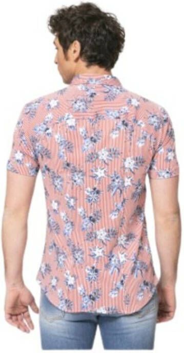 Desoto Shirt met korte mouwen met strepen en bloemen Rood Heren