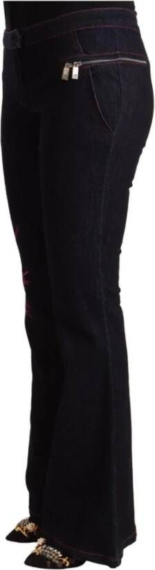 D.Exterior Black Cotton Mid Waist Cotton Flared Jeans Zwart Dames