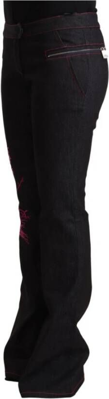 D.Exterior Black Cotton Stretch Mid Waist Cotton Flared Denim Jeans Zwart Dames