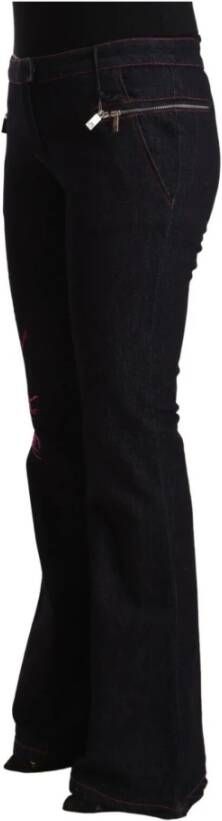 D.Exterior Black Cotton Stretch Mid Waist Cotton Flared Denim Jeans Zwart Dames