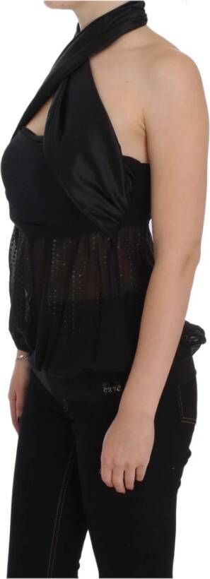 D.Exterior Black Neck Wrap Top Blouse Zwart Dames