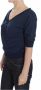 D.Exterior Blue Cotton Top Pullover Deep V-neck Women Sweater Blauw Dames - Thumbnail 2
