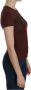 D.Exterior Brown Heart Print Crew Neck T-shirt Short Sleeve Blouse Bruin Dames - Thumbnail 2