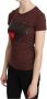 D.Exterior Brown Hearts Printed Round Neck T-shirt Top Bruin Dames - Thumbnail 2