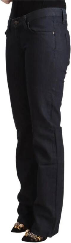 D.Exterior Dark Blue Cotton Stretch Low Waist Straight Denim Jeans Blauw Dames